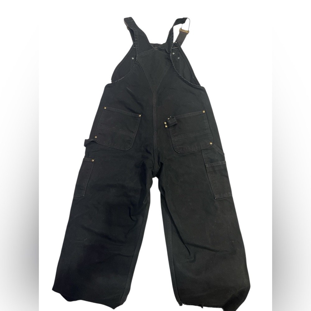 Vintage 90s Carhartt R01 BLK Black Duck Double Knee Bib Overalls size 38 - Picture 7 of 16
